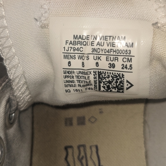 Converse Charcoal Low-Top Sneakers Unisex Men's 6 Women's 8 - Picture 7 of 10